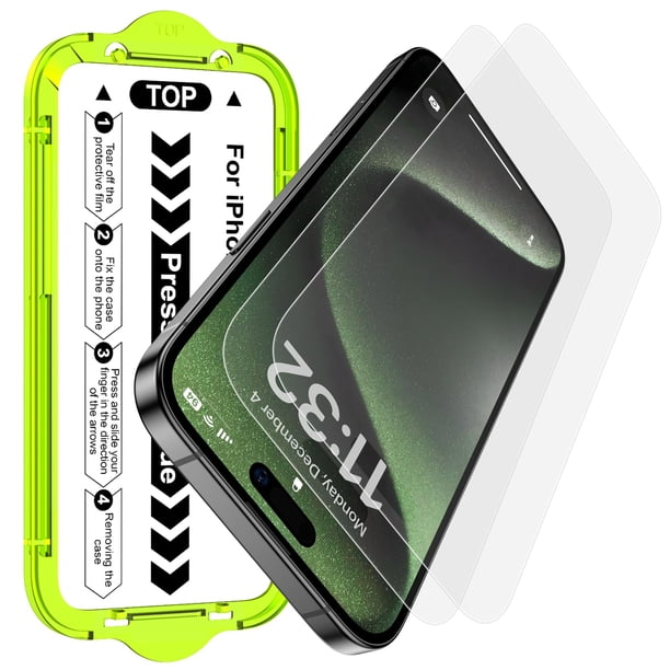 Esanik Protector de Pantalla de Vidrio Mate para iPhone 15 Pro - Paquete de 2