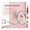 thumbnail image 2 of USB Makeup Mirror With LED Light 3 Color 10x Magnifying Make Up Mirror Touch Screen LED Flexible Suction Cup Illuminated Mirror ,Widely Use, 2 of 7