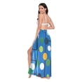 thumbnail image 3 of FORMRS Womens Long Sarong Beach Wrap Semi-Sheer Bikini Skirt Bathing Swimsuit Cover Up, Blue Abstract, 3 of 7