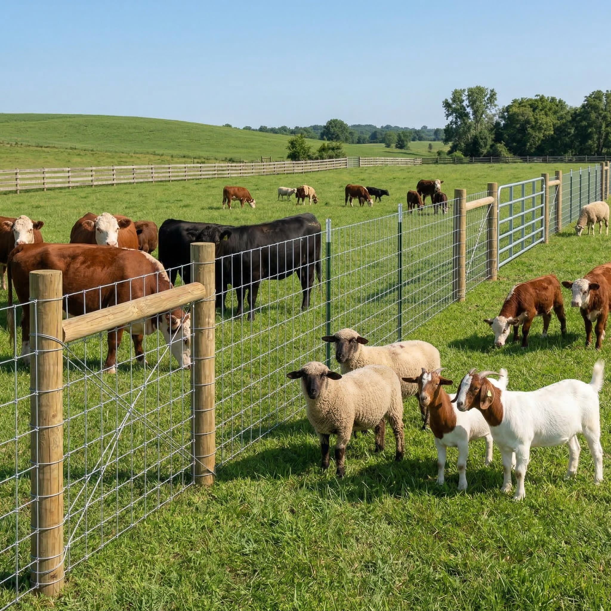 Farm Fence 4ft x 164ft Heavy Zinc Coating Cattle Fence Galvanized Field Fencing Sheep Fence Goat Fence,Hog Wire Fencing for Yard Livestock Animals Protection