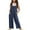 Navy, variant on Girls Summer Sleeveless Solid Color Wide Leg Jumpsuit Casual Romper With Pockets Loose Fit Overalls Size 5 Y-6 Y