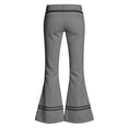 thumbnail image 4 of VBEWZET Girls Slim Fit Bootcut Pants, Double Striped Waist & Hem Flare Trousers with Pockets, Solid Casual School Bottoms for Kids Grey 9-10 Years, 4 of 5