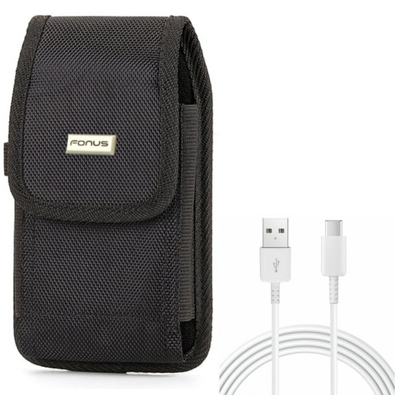 Rugged Case Belt Clip w Type-C 10ft USB-C Cable for Samsung Galaxy A73 5G,A53 5G,A33 5G,A13 5G,A03s Phones - Holster Canvas Cover Pouch, Charger Cord Power Wire USB