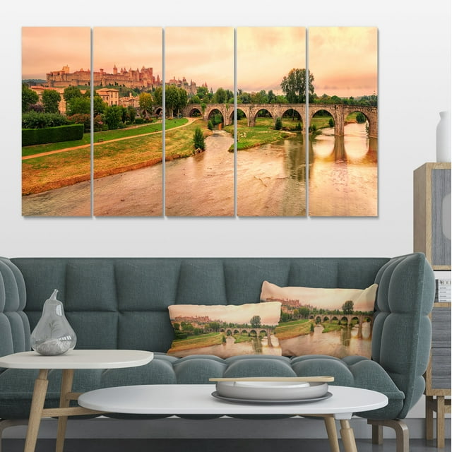 Cite de Carcassonne Panorama - Landscape Canvas Art Print