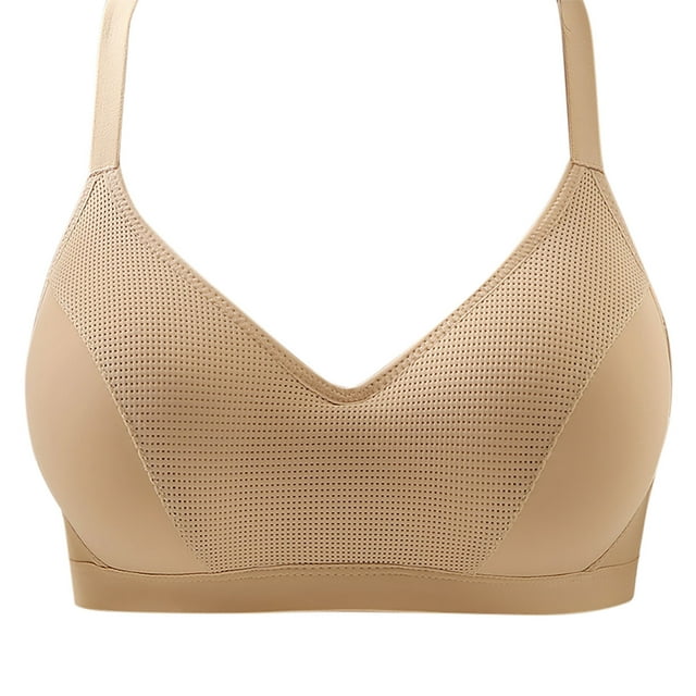 Lenpel Wireless Bras for Women Comfortable Lifting Push up Full Coverage Bralettes Supportive Everyday Bras(Beige,Large)