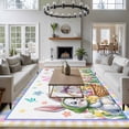 thumbnail image 3 of 5'x7' Area Rugs for Living Room Bedroom, Spring Easter Washable Rug Carpet Runner Indoor Outdoor, Watercolor Pink Yellow Bunny Tulip Eggs Plaid Non Slip Floor Mats Area Rug for Kitchen, Nursery, 3 of 8