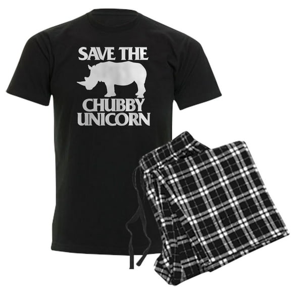 CafePress - Save The Chubby Unicorn Men's Dark Pajamas - Men's Dark Loose Fit Cotton Pajama Set