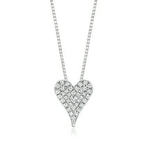 Pure Collection by Ross-Simons 0.20 ct. t.w. Pave Diamond Heart Necklace in Sterling Silver, Women's, Adult