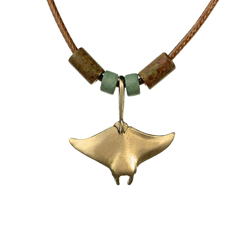 Stingray Necklace Antique Bronze- Manta Ray Necklace for Women | Bronze Stingray Necklace | Stingray Jewelry | Manta Ray Pendant Scuba Diving Jewelry