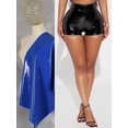 thumbnail image 1 of Pantalones cortos de charol de cintura alta para mujer, pantalones cortos de PU con aspecto húmedo, vestido ajustado elástico personalizado para verano, traje de baile en barra, ropa para discoteca, 1 of 5