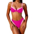 thumbnail image 2 of PWPSG Underwire Bust Contrast Trim Two Piece Swimsuit with High Waist Brief, Supportive Bust and Flowy Hem for Swimming Pink L, 2 of 9