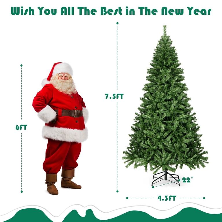 Costway 7.5FT PVC Christmas Tree, 1346 Tips, Hinged, Solid Metal