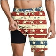 thumbnail image 2 of cllios Independence Day Mens Swim Trunks with Compression Liner 9" Stretch Board Shorts 2 in 1 Quick Dry Swimwear Bathing Suits 4th of July Swimming Shorts for Men, 2 of 6