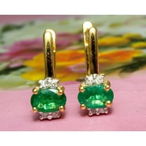 Real Emerald 3Ct Oval Cut Stone 14K Yellow Gold Plated 925 Sterling Silver Women Stud Earrings