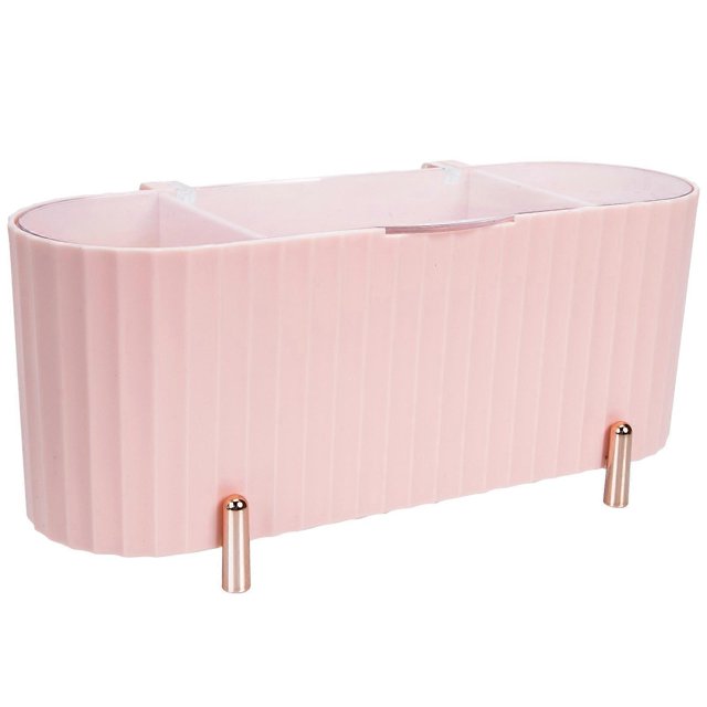 Pink Household Makeup Pads Box Multi Grid Cosmetic Container 1 Set Cotton Swabs