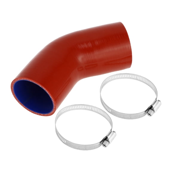 Unique Bargains 1 Set 63mm/2.48" ID 90mm/3.54" Length 45 Degrees Red Blue Car Silicone Hose with Clamps Coolant Hose Universal