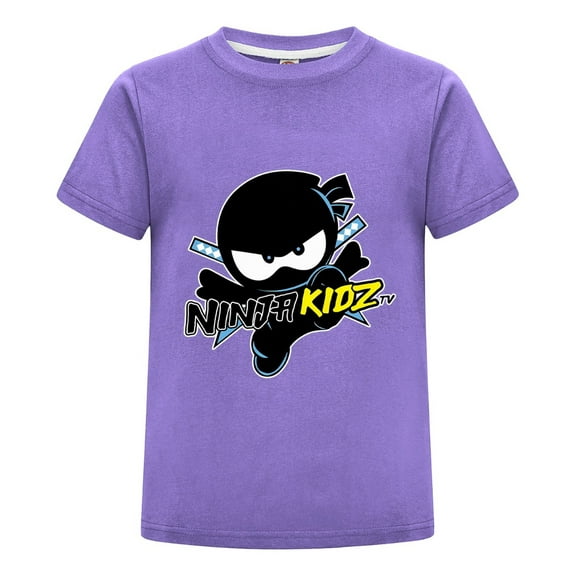 Kids Ninja Kidz T-Shirt – Summer Short Sleeve Crewneck Tee for Boys and Girls – Fun Cartoon Ninja Design Birthday Gift Idea