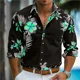 thumbnail image 1 of Camisa de manga larga para hombre nueva con botones, diseño floral geométrico transparente, ropa de diseñador suave y cómoda, tallas 6XL, 1 of 6