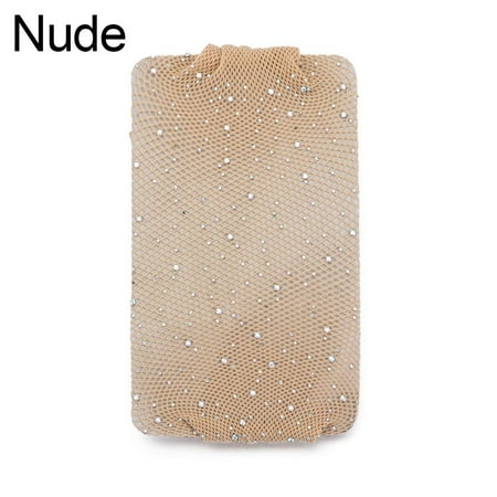 

Fashion Lady Shiny Rhinestone Fishnet Mesh Tight Stockings Pantyhose Open Crotch NUDE