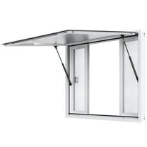 KFFKFF 49" x 37" Service Window, Stationary Concession Window Awnings, Aluminum Alloy Frame for Food Trucks & Concession Trailers