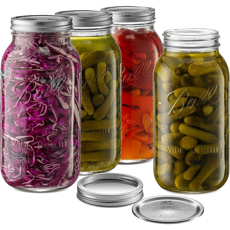 Ball Wide Mouth 64oz Half Gallon Mason Jars with Lids & Bands, 6 Count -  NEW