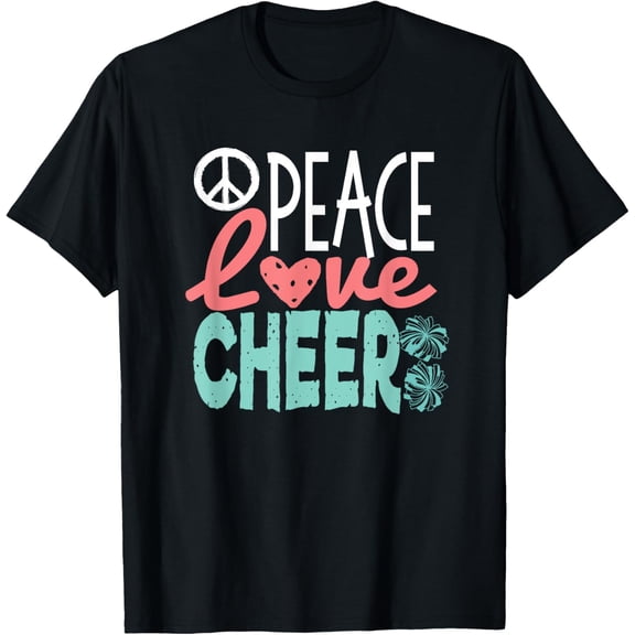 Exquisite and comfortable-Peace Love Cheer, Cute Cheerleader Gifts Teen Cheerleading T-Shirt