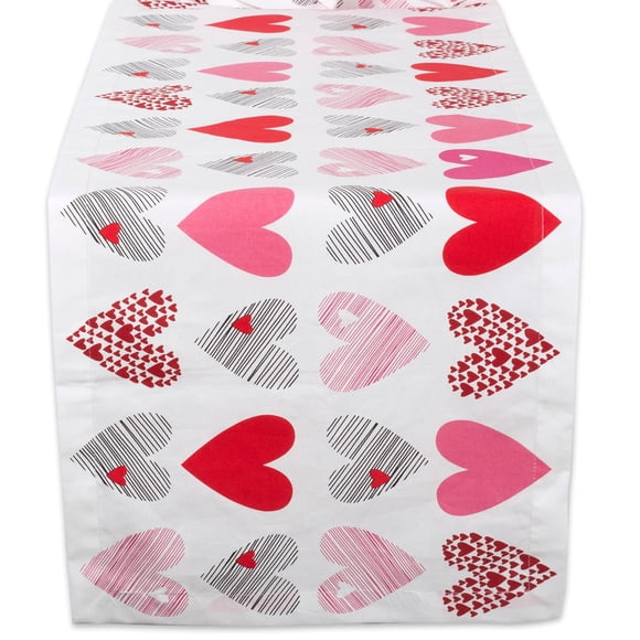 Camino De Mesa Con Estampado De Collage De Corazones Dii