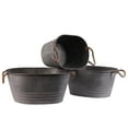 thumbnail image 1 of Benzara BM180408 Oval Shape Metal Planter With Rope Handles, Set of 3, Galvanized Gray, 1 of 1