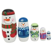 5 Pieces Russian Matryoshka Snowman Nesting Dolls.Hand Painted Figurines.Wooden Stacking Dolls for Home Decoration, Kids Education Toys