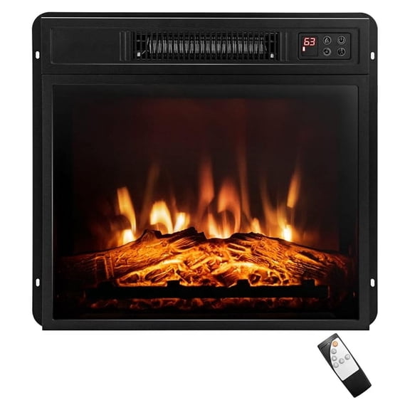 Electric Fireplace Insert 18-inch Wide, 1400W Recessed Fireplace Heater with Control, 3 LED Flame Effects, 6H Timer, Electric Fireplace for Bedroom Home Office Indoor Use, Black