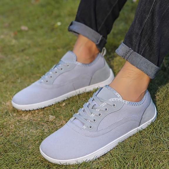 AUDeals Men's Canvas Sneakers, Classic Low Top Lace Up Shoes with Soft Insole and Comfortable Walking Style (Grey, 6.5)