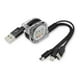 thumbnail image 1 of Cable de carga 3 en 1 USB retráctil negro, 1 of 1