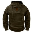 thumbnail image 2 of Mens Hoodies Pullover 2025 Fall Winter Long Sleeve Quarter Zipper Plain Tactical Hoodie with Pockets Hooded Sweatshirt, 2 of 4