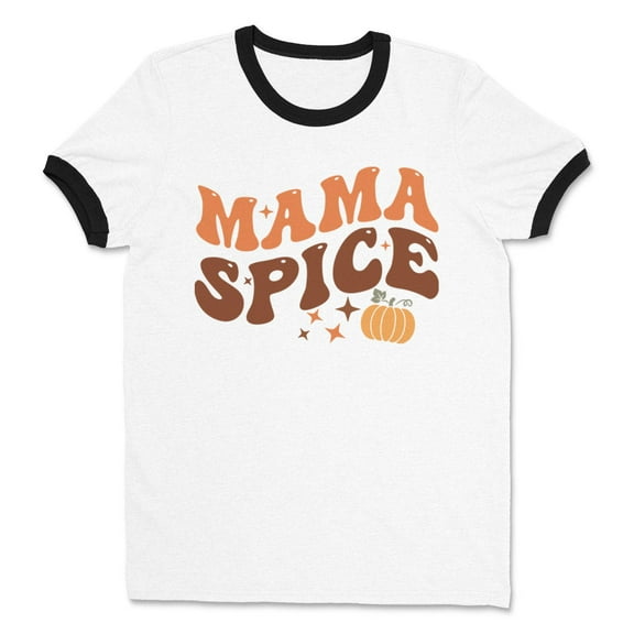 Mama Spice Ringer Tee Shirt Unisex Large White/Black