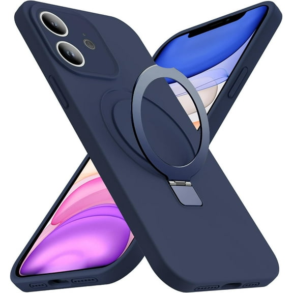 Designed for iPhone 11 Case with Magnetic Invisible Stand Compatible with MagSafe Military-Grade Protection Shockproof Silicone iPhone 11 Phone Cases for Women Men 6.1'' 2019,Dark Blue, Mother Gift