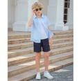 thumbnail image 5 of Aideaone Boys Button Down Shirts Short Sleeve Solid Striple Seersucker Shirt with Chest Pocket 5-14 Years, 5 of 7