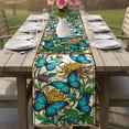 thumbnail image 5 of Butterflies Flowers Cotton Linen Table Runner for Dining Kitchen, Vintage Watercolor Animal Floral Plant Wedding Outdoor Party Tablerunners, Dresser Scarf Coffee Tablecloth Runners 13x70 Inches, 5 of 8