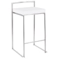 thumbnail image 4 of Fuji Stacker Counter Stools for Kitchen Counter in Stainless Steel, Counter Height Chairs, Bar Stools Set of 3, Counter Height Stools Set of 3, Bar Stools For Kitchen Island (White Velvet), 4 of 6
