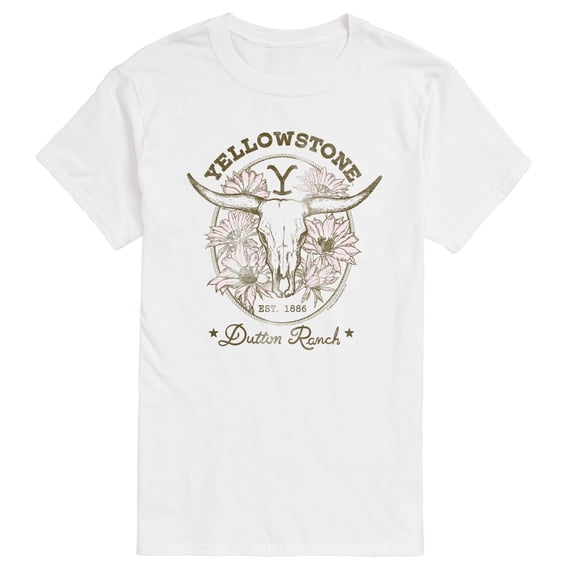 Yellowstone - Dutton Ranch Skull Flowers - Men's Short Sleeve Graphic T-Shirt
