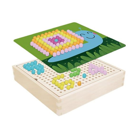 TISHITA Chevilles en Bois en Forme de Champignon Panneau Perforé Casse-Tête Motricité Fine pour Enfants Jardin