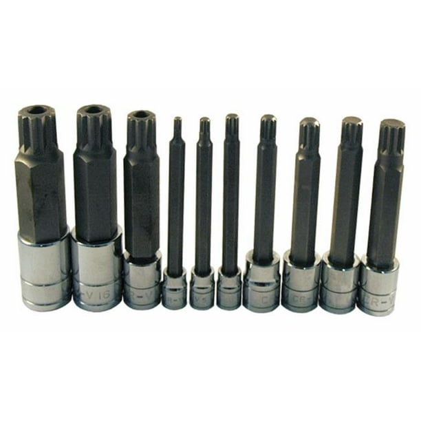 10 Pc. Extra Long Triple Square Spline Bit Socket Set