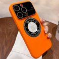 thumbnail image 2 of Magnetic for iPhone 13 Pro Case Logo View, Window Glass Lens Camera Protector,Compatible with Magsafe, Women Men Hard Shockproof Cases for iPhone 13Pro Slim Matte Cover 6.1 inch (Orange), 2 of 13
