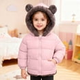 thumbnail image 2 of Likimi Toddler Girls Coat Long Sleeve Solid Color Ears Hooded Zipper Winter Outerwear With Pocket Soft Warm Jacket Size 3-4 Years Pink, 2 of 5