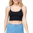 thumbnail image 5 of Made by Olivia Women's Sexy Double Thin Spaghetti Strap Ribbed Seamless Brami Cami Crop Top Solid/Stripe, 5 of 6