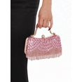 thumbnail image 3 of REMANLAND Women's Sparkling Rhinestone Fringe Evening Handbag with Top Handle and Chain Strap, Pink, 3 of 8