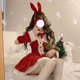 thumbnail image 5 of Conjunto de ropa de Navidad para mujer, traje rojo y coreano, ajustado, con lazo, informal, para fiesta, Año Nuevo, 2022, 5 of 5
