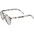 thumbnail image 3 of Modern Horn Rimmed Sunglasses Marble Print Double Crossbar Round Flat Lens 50mm (Marble Black / Silver Mirror), 3 of 4