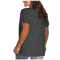 thumbnail image 3 of Going Out Tops for Women Sawvnm Women's Fashion Plus-Size Solid Loose Short Sleeve T-shirt Pullover Tops Gray 3XL, 3 of 5