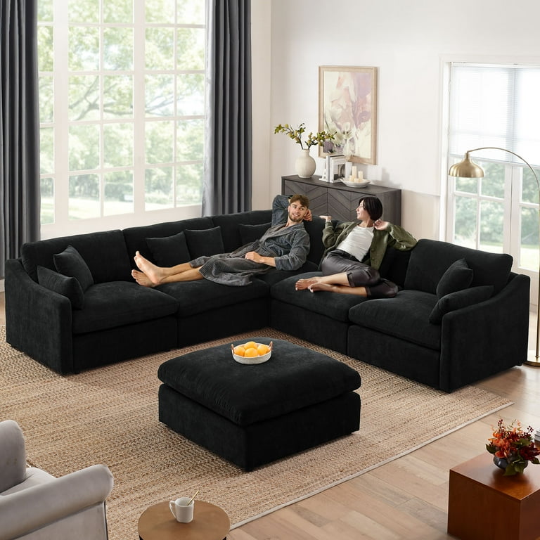 Black corner lounge suite discount
