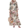 thumbnail image 1 of DYMADE Women Plus Size Floral Printed Casual 3/4 Sleeve Round Neck Loose Dress, 1 of 3